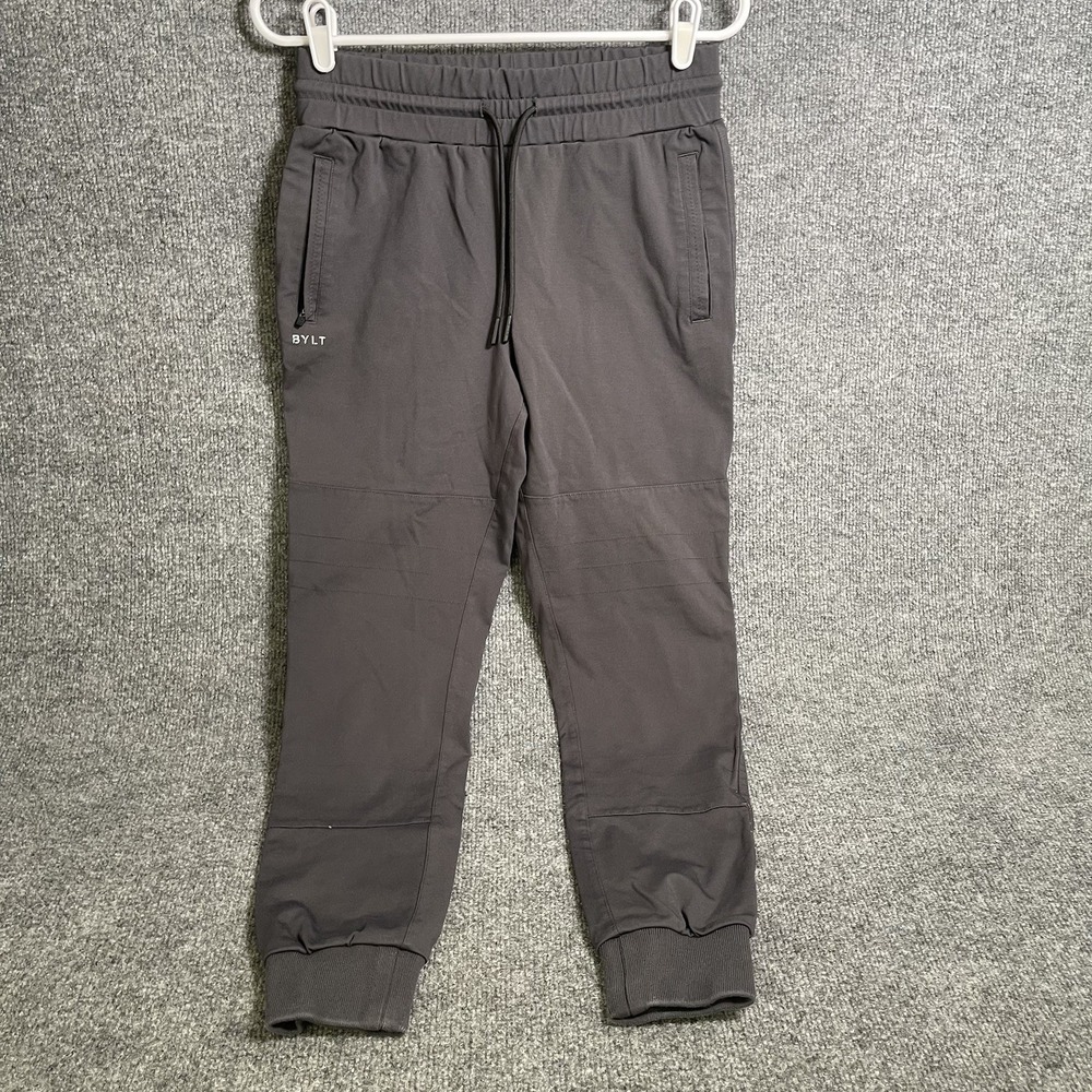 BYLT Premium Elite Jogger Pants Mens Sz S Gray Stretch Zipper Elastic Waist